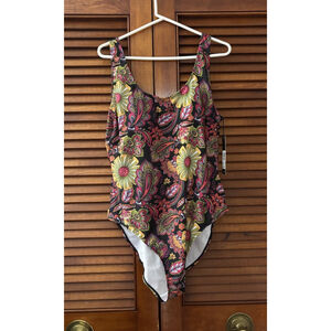 Nicole Miller Studio Floral One Piece Swimsuit Bathing Suit Size 3X NWT